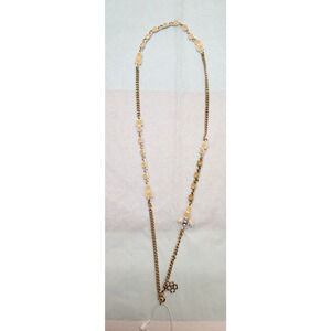 Ann Taylor Gold Tone Rope Chain Yellow Gen White Casing 14" Statement Necklace